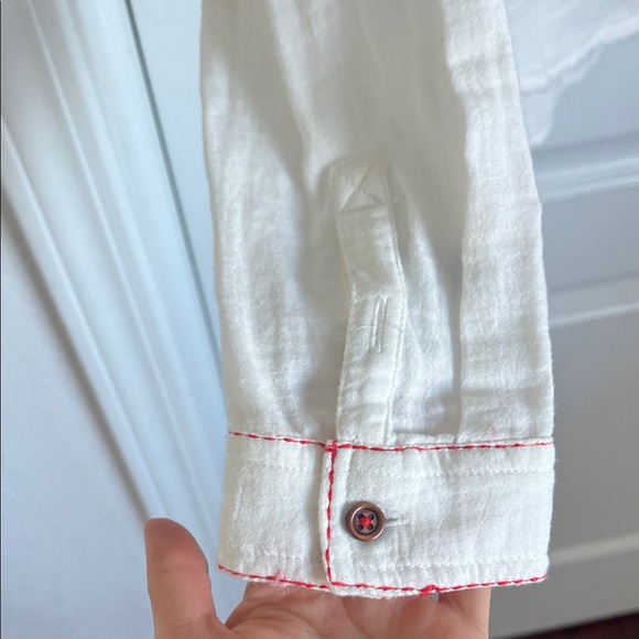 Anthropologie White Embroidered Button Down Shirt - Picture 3 of 8